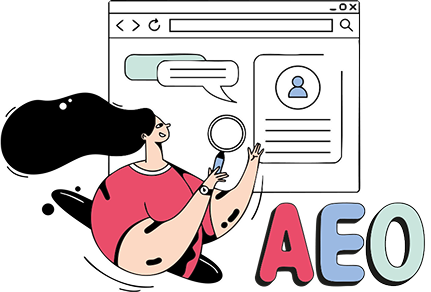 AEO (Answer Engine Optimization) Illustration