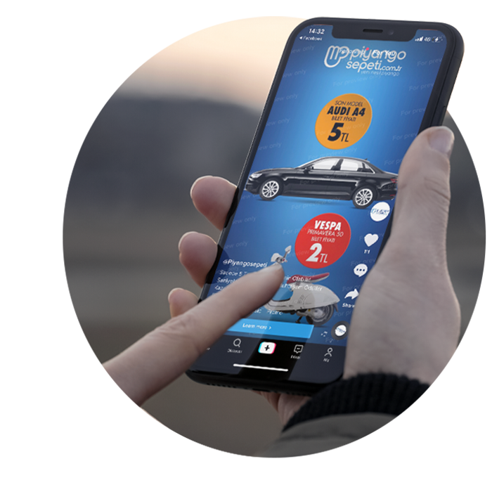 piyango sepeti mobil mockup