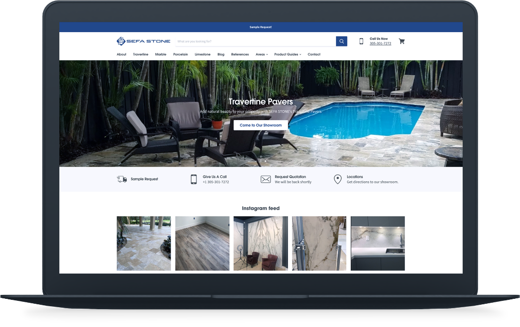 bir laptop ekranında sefastone web sitesi görüntüleniyor.